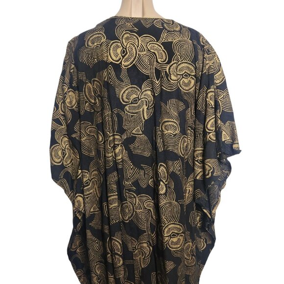Nubian Queen Kaftan One Size Black and Gold Print Caftan - Picture 9 of 11